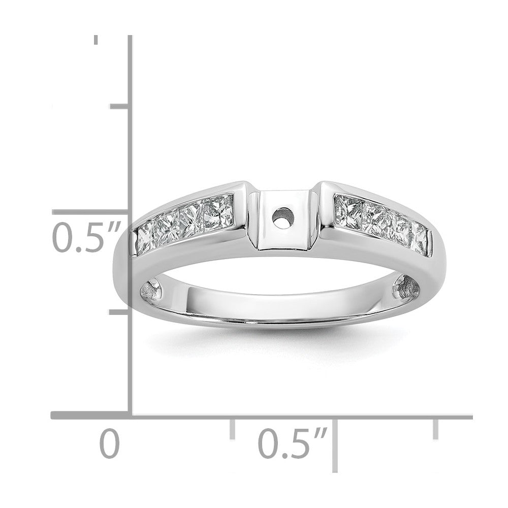 14K Weißgold Stift Set 1/2 Karat Kanalfassung Princess Diamant Halbfassung Verlobungsring