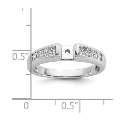 14K Weißgold Stift Set 1/2 Karat Kanalfassung Princess Diamant Halbfassung Verlobungsring