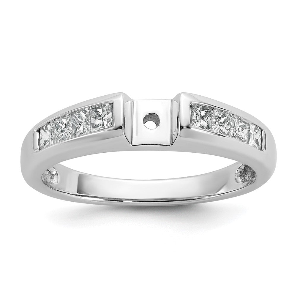 14K Weißgold Stift Set 1/2 Karat Kanalfassung Princess Diamant Halbfassung Verlobungsring