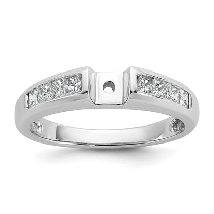 14K Weißgold Stift Set 1/2 Karat Kanalfassung Princess Diamant Halbfassung Verlobungsring