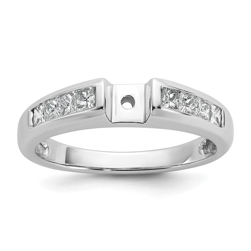 14K Weißgold Stift Set 1/2 Karat Kanalfassung Princess Diamant Halbfassung Verlobungsring