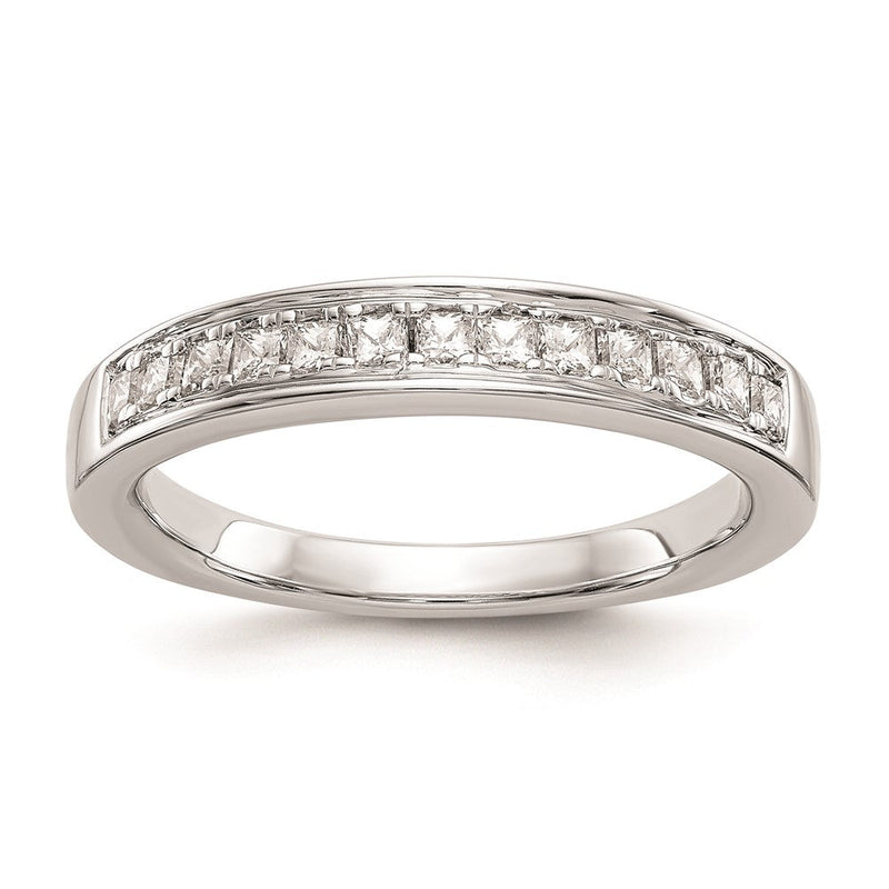 14K Weißgold Ehering mit echten Diamanten