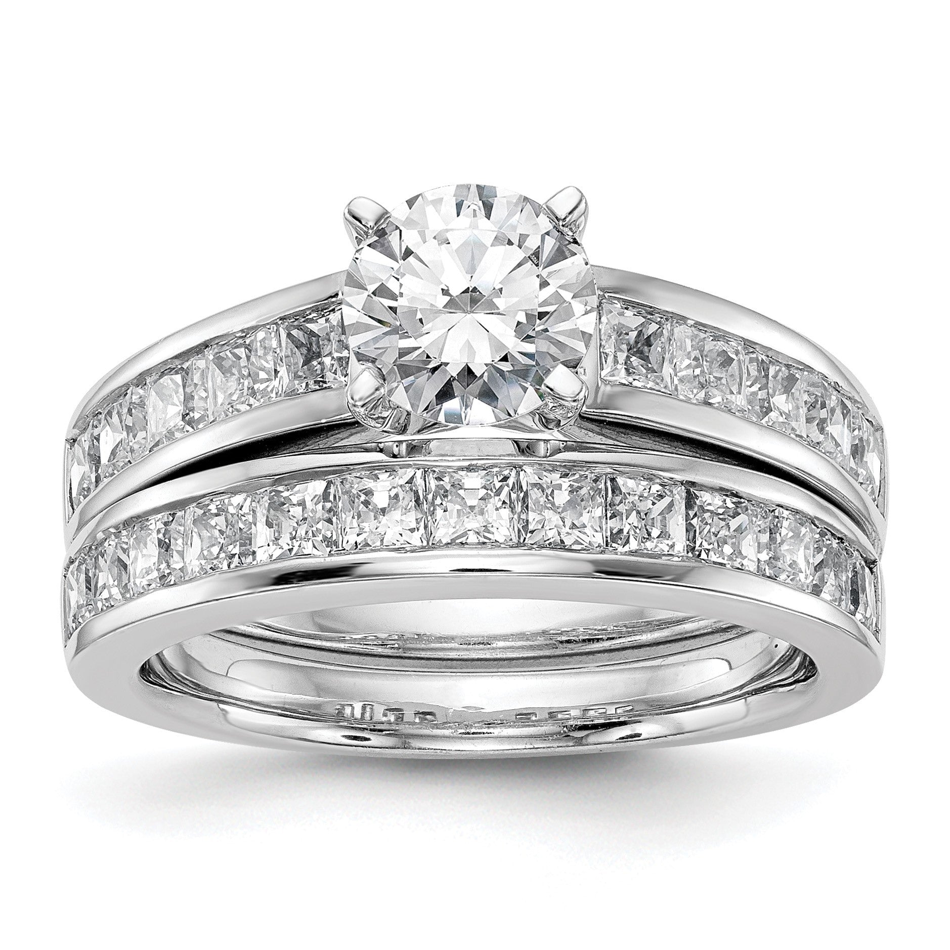 14K Weißgold Verlobungsring mit simulierten Diamanten