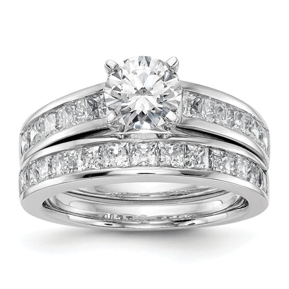 14K Weißgold Verlobungsring mit simulierten Diamanten