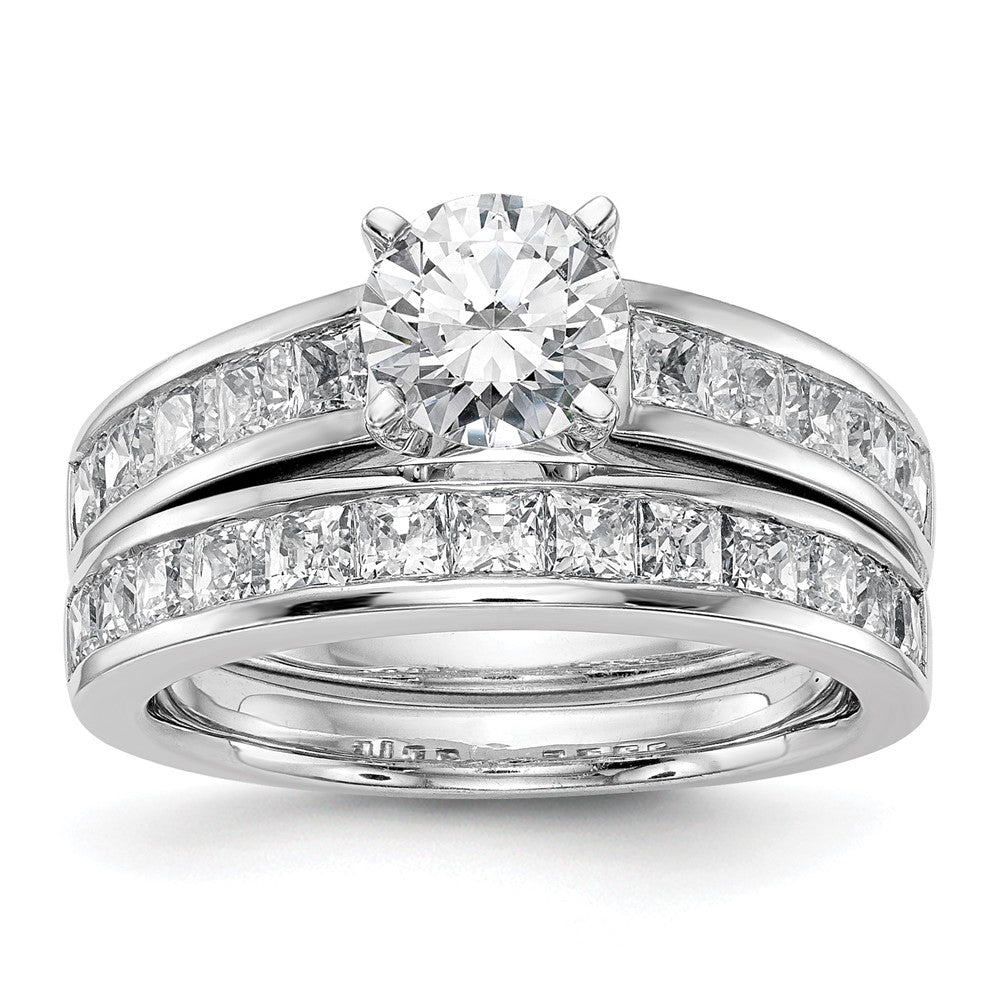 14K Weißgold Verlobungsring mit simulierten Diamanten