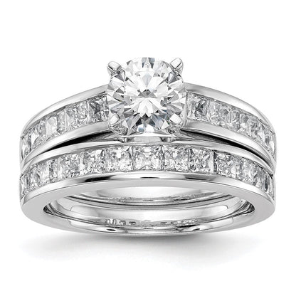14K Weißgold Verlobungsring mit simulierten Diamanten