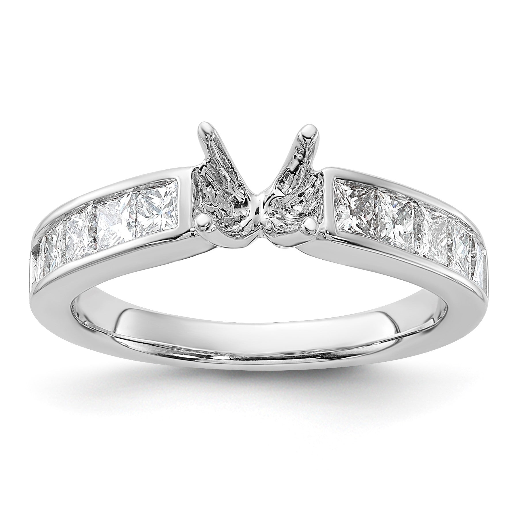 14K Weißgold Verlobungsring mit simulierten Diamanten