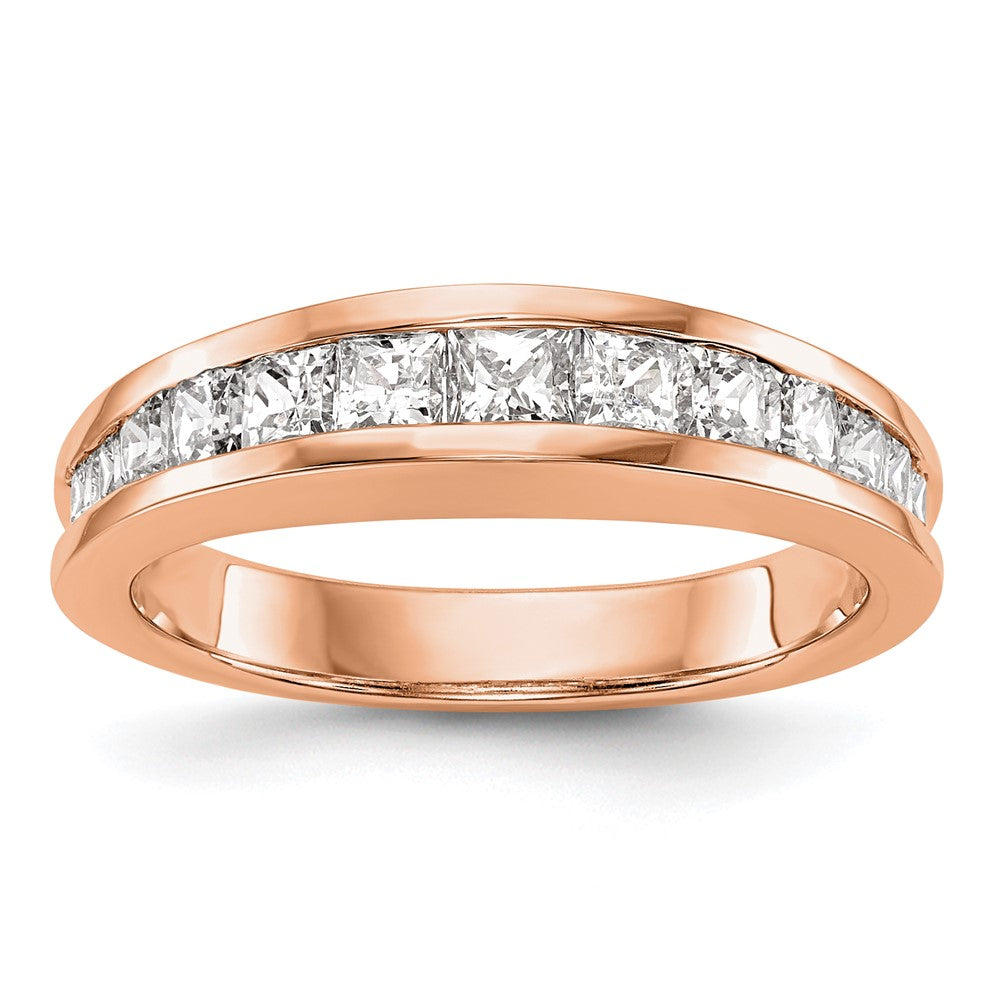 14K Roségold Ehering mit echten Diamanten