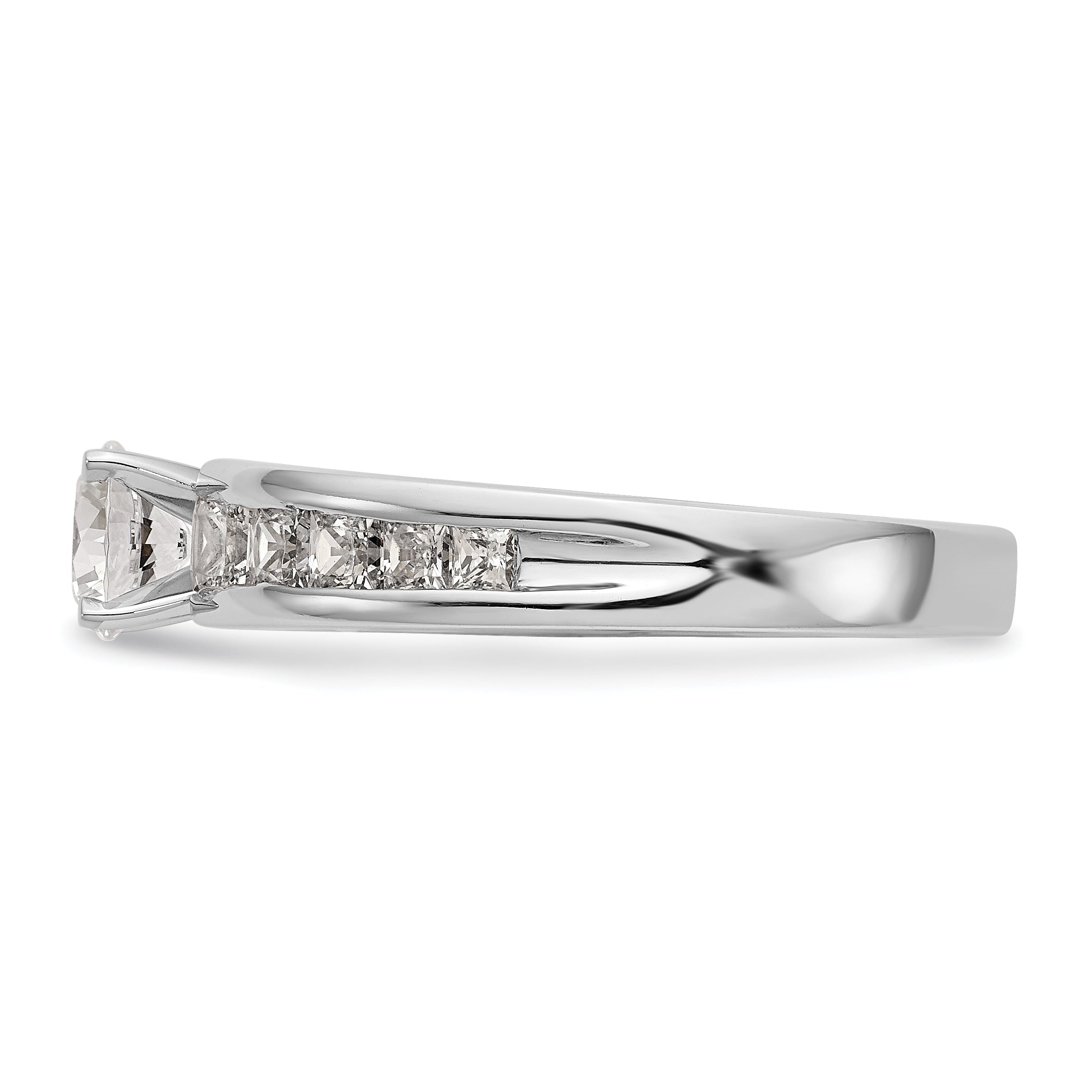 14K Weißgold Stift Set 1 Karat Kanalfassung Princess Diamant Halbfassung Verlobungsring