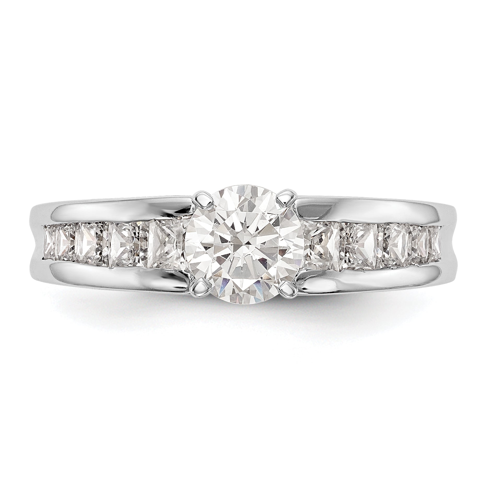 14K Weißgold Stift Set 1 Karat Kanalfassung Princess Diamant Halbfassung Verlobungsring