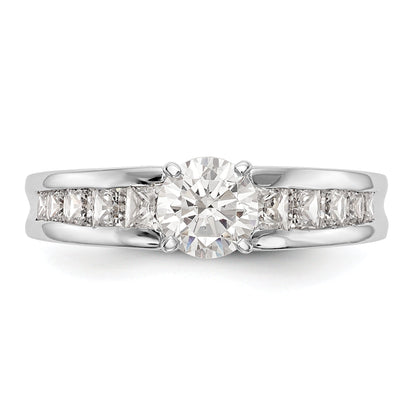 14K Weißgold Stift Set 1 Karat Kanalfassung Princess Diamant Halbfassung Verlobungsring