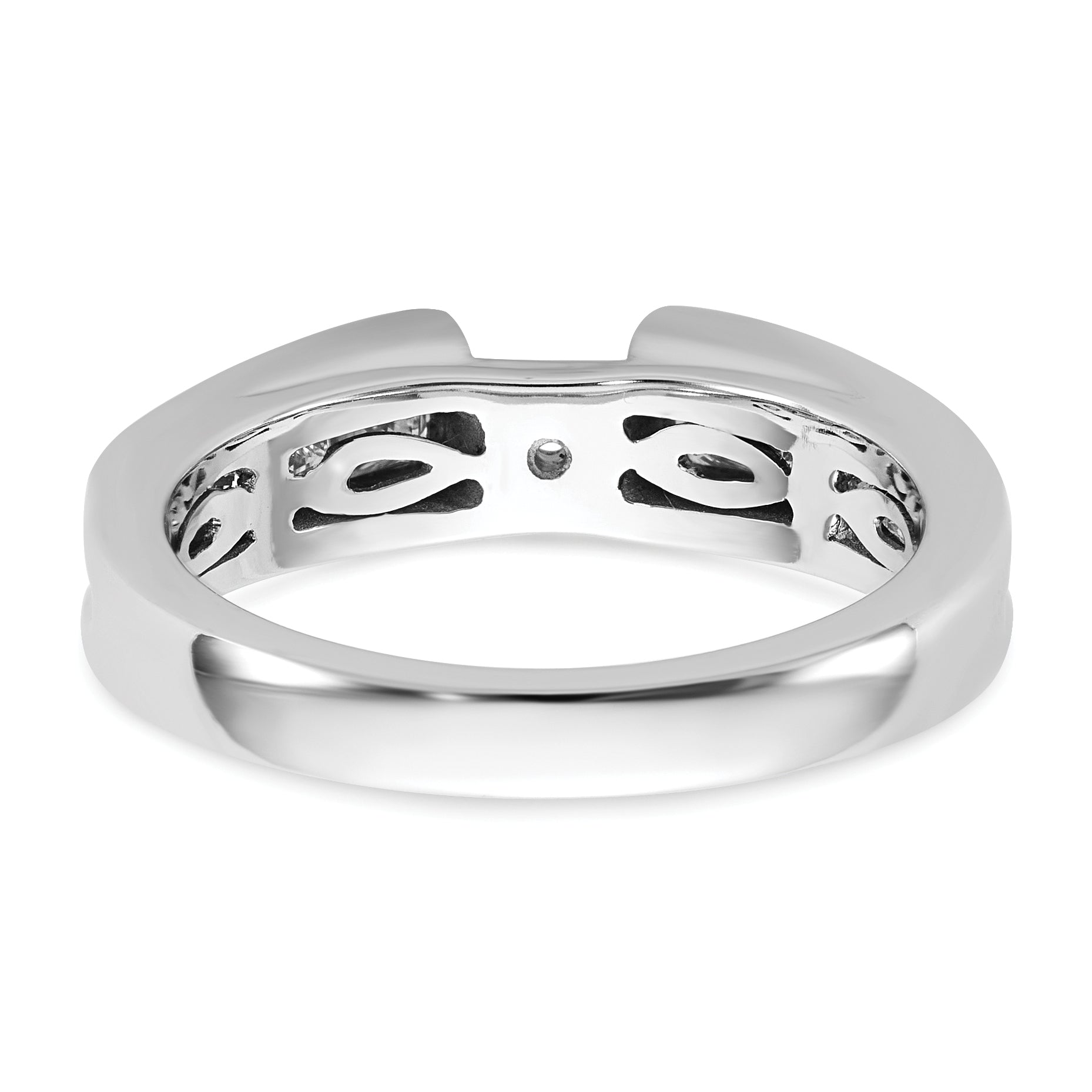 14K Weißgold Stift Set 1 Karat Kanalfassung Princess Diamant Halbfassung Verlobungsring