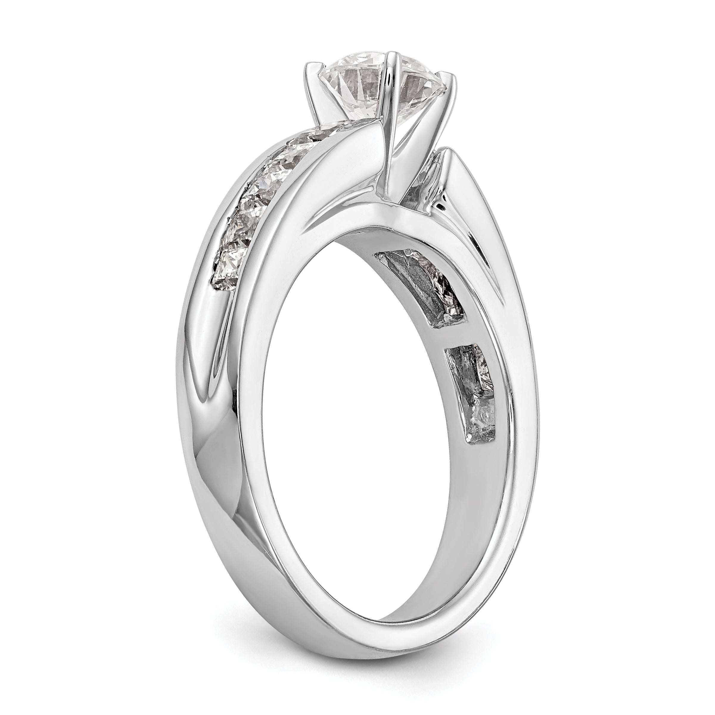 14K Weißgold Stift Set 1 Karat Kanalfassung Princess Diamant Halbfassung Verlobungsring