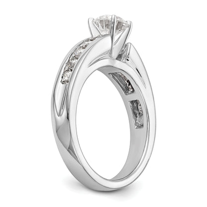 14K Weißgold Stift Set 1 Karat Kanalfassung Princess Diamant Halbfassung Verlobungsring