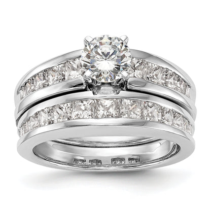 14K Weißgold Stift Set 1 Karat Kanalfassung Princess Diamant Halbfassung Verlobungsring