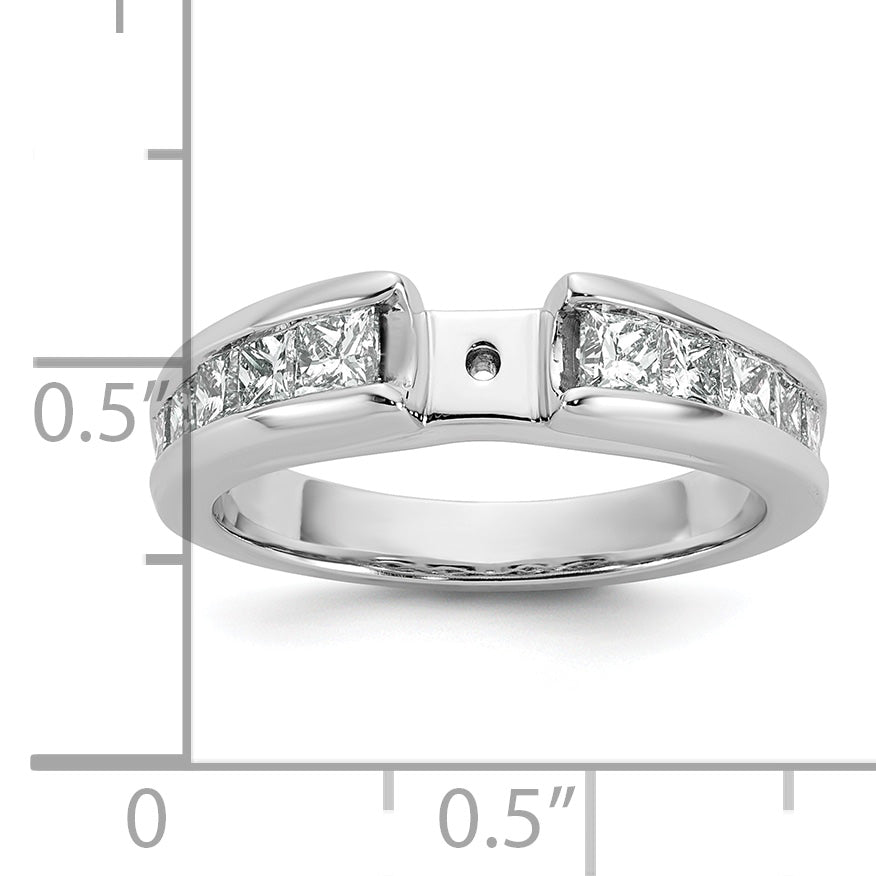 14K Weißgold Stift Set 1 Karat Kanalfassung Princess Diamant Halbfassung Verlobungsring