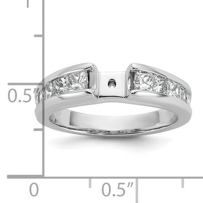 14K Weißgold Stift Set 1 Karat Kanalfassung Princess Diamant Halbfassung Verlobungsring