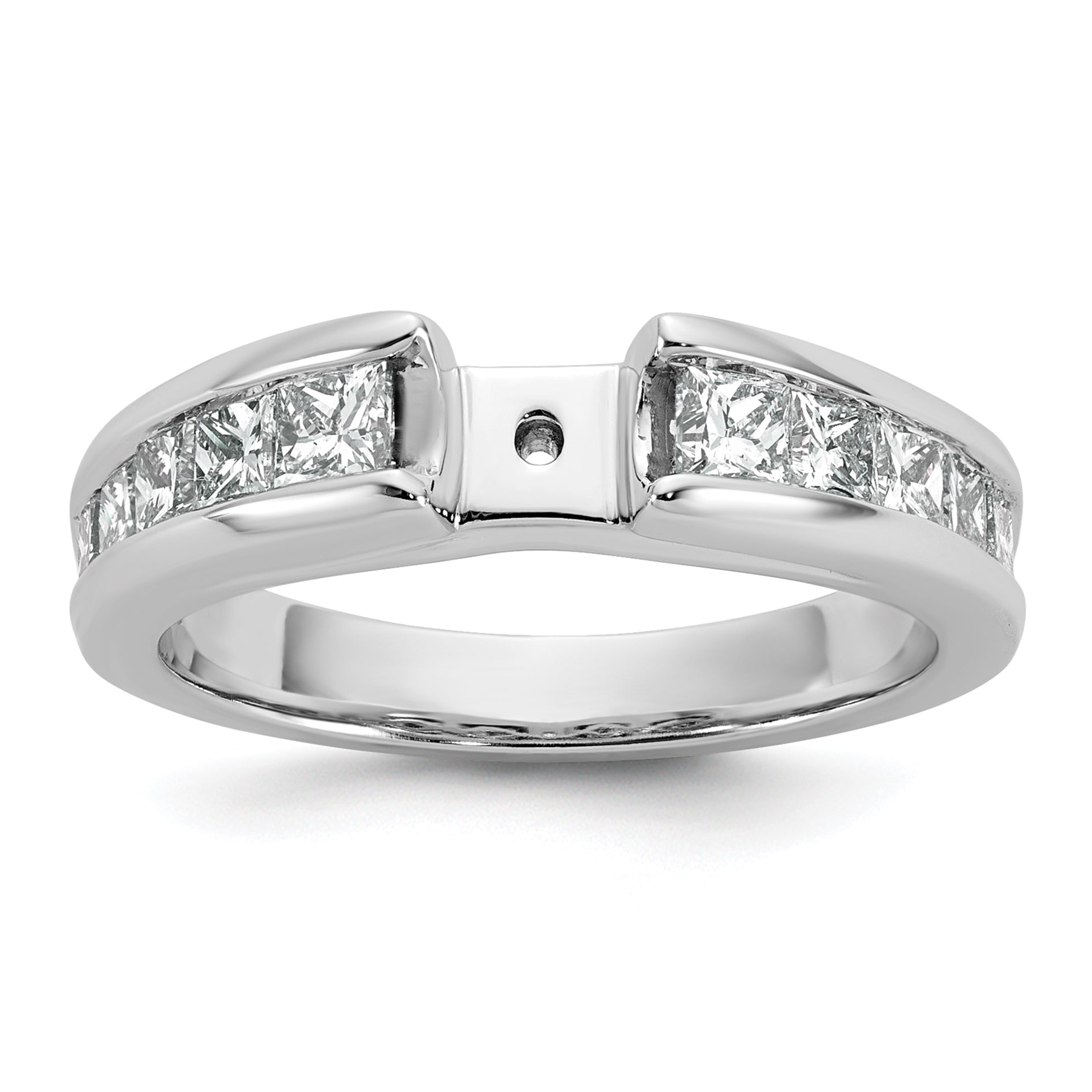 14K Weißgold Stift Set 1 Karat Kanalfassung Princess Diamant Halbfassung Verlobungsring