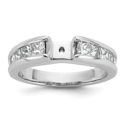 14K Weißgold Stift Set 1 Karat Kanalfassung Princess Diamant Halbfassung Verlobungsring
