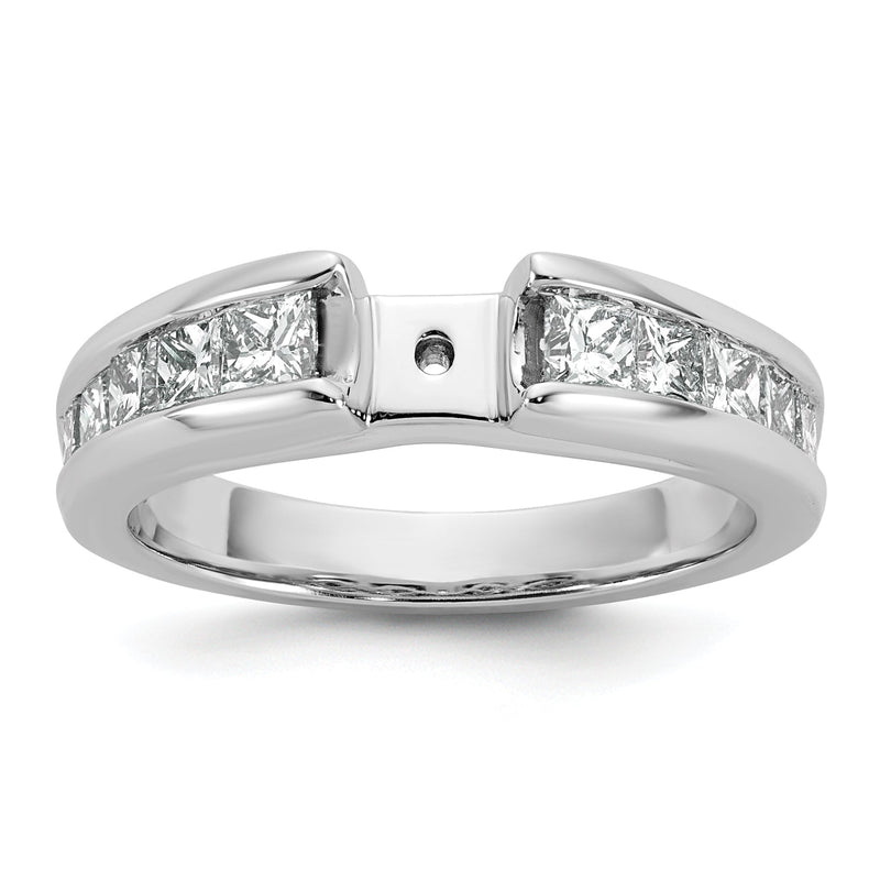 14K Weißgold Stift Set 1 Karat Kanalfassung Princess Diamant Halbfassung Verlobungsring