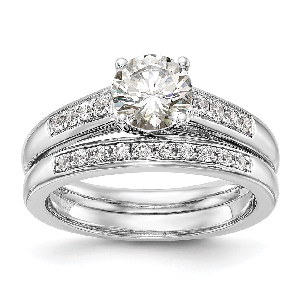 14K Weißgold Verlobungsring mit simulierten Diamanten
