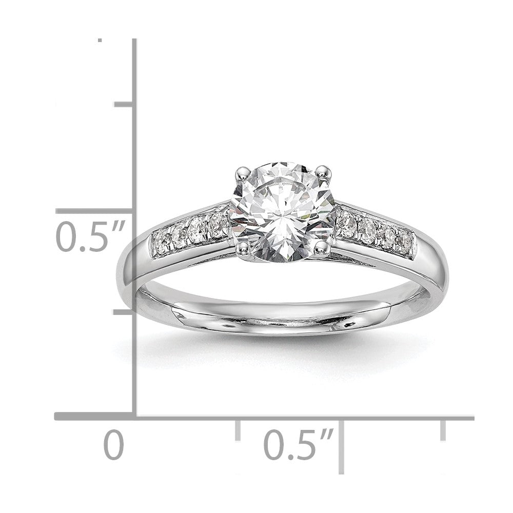 14K Weißgold Verlobungsring mit simulierten Diamanten
