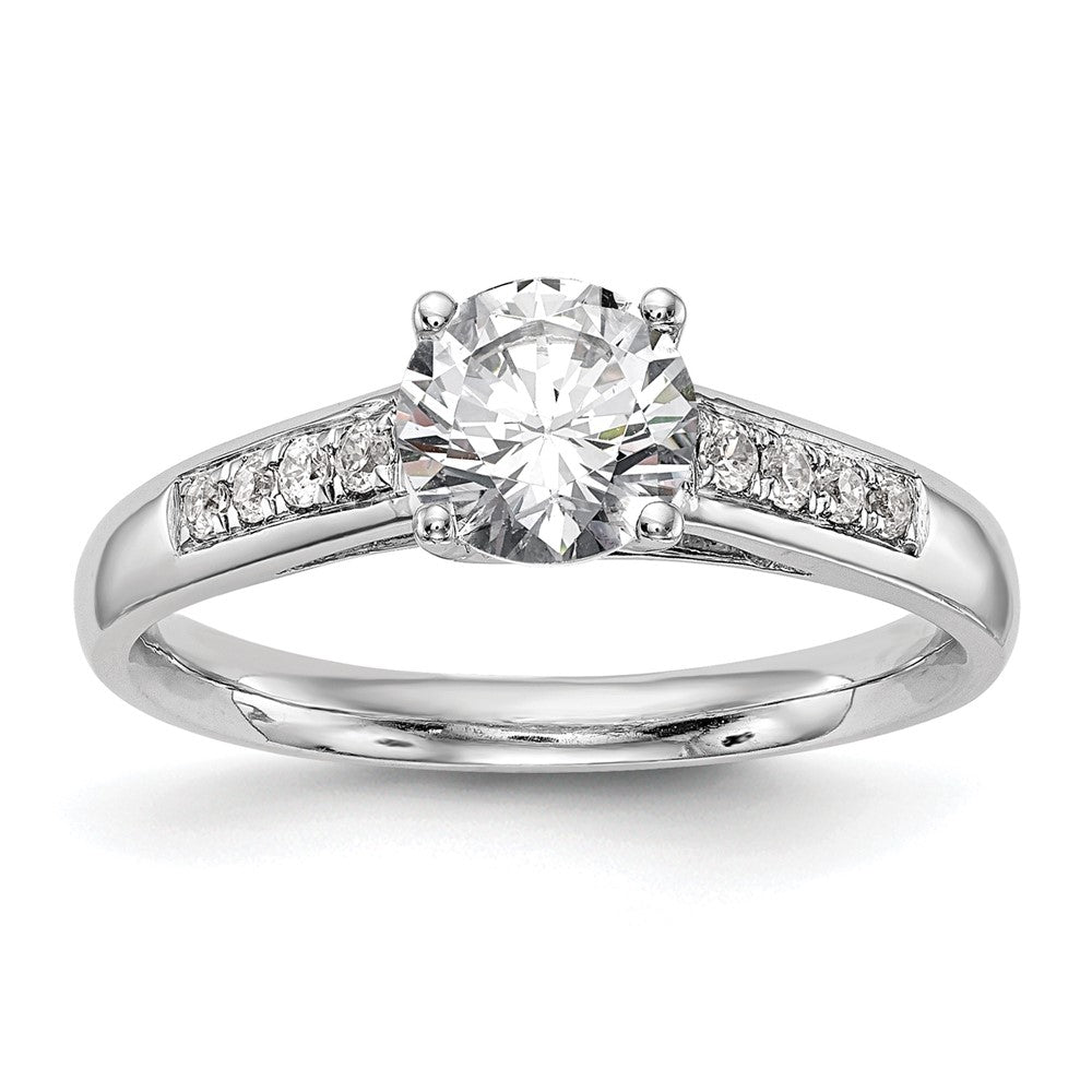 14K Weißgold Verlobungsring mit simulierten Diamanten