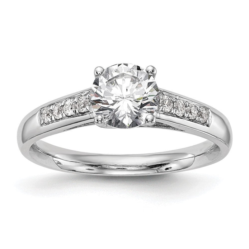 14K Weißgold Verlobungsring mit simulierten Diamanten