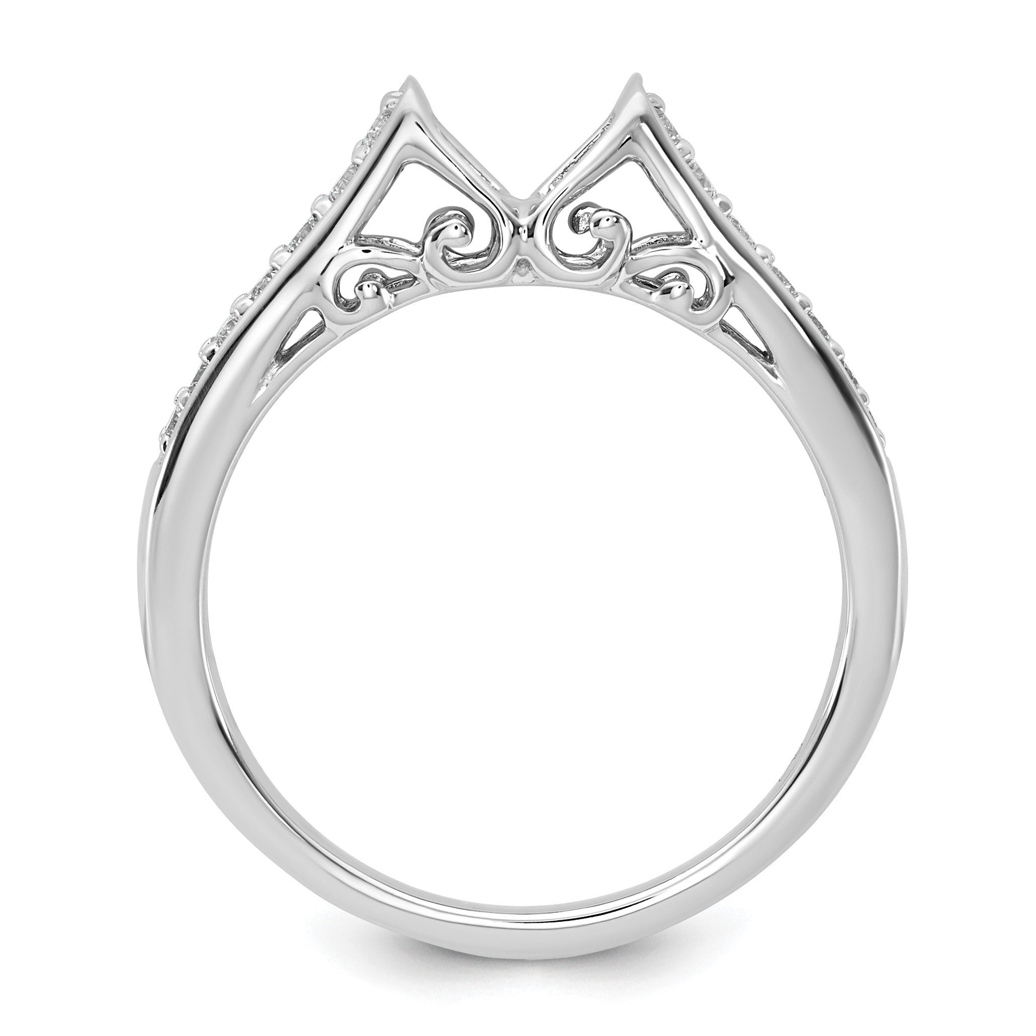 14K Weißgold Verlobungsring mit 0,2 ct. im Labor gezüchtetem Diamanten VS/SI+ G+, Semi-Mount Pavé-Fassung