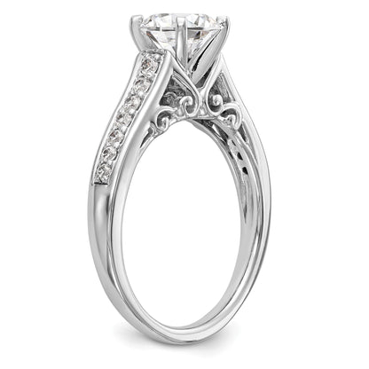 14K Weißgold Verlobungsring mit 0,2 ct. im Labor gezüchtetem Diamanten VS/SI+ G+, Semi-Mount Pavé-Fassung