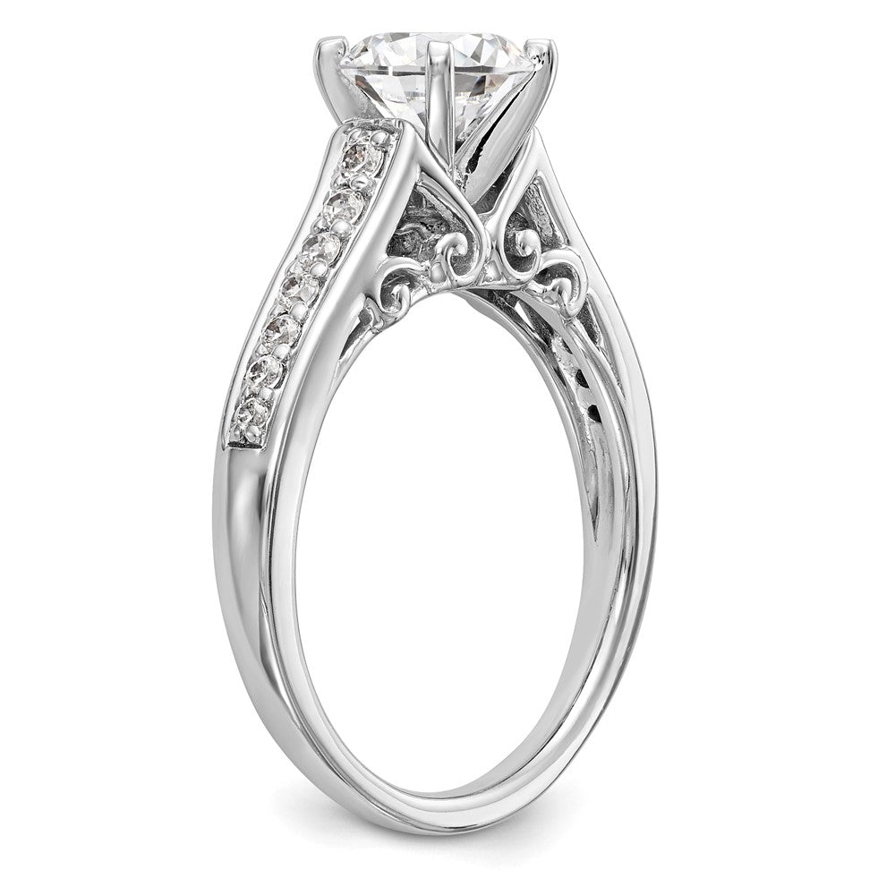 14K Weißgold Verlobungsring mit 0,2 ct. im Labor gezüchtetem Diamanten VS/SI+ G+, Semi-Mount Pavé-Fassung