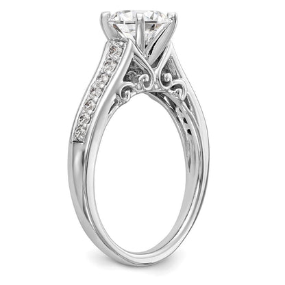 14K Weißgold Verlobungsring mit 0,2 ct. im Labor gezüchtetem Diamanten VS/SI+ G+, Semi-Mount Pavé-Fassung