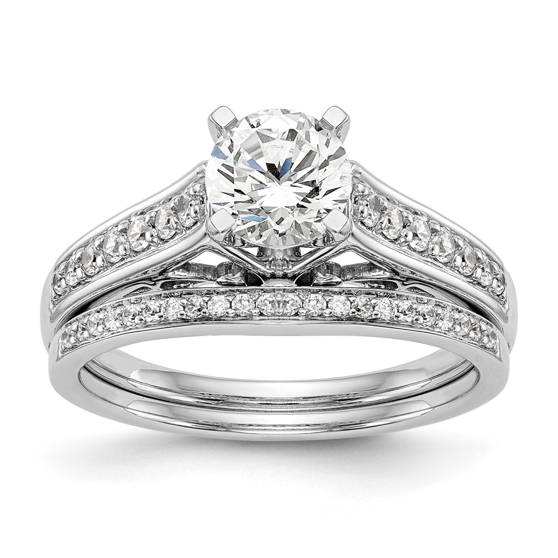 14K Weißgold Verlobungsring mit 0,2 ct. im Labor gezüchtetem Diamanten VS/SI+ G+, Semi-Mount Pavé-Fassung