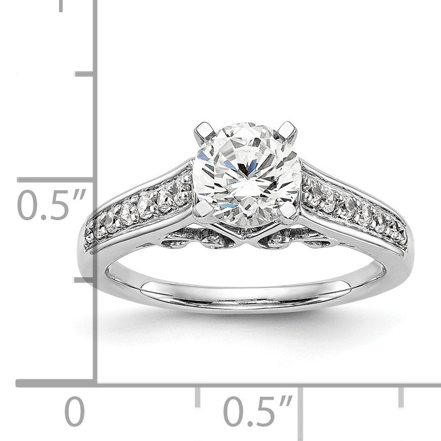 14K Weißgold Verlobungsring mit 0,2 ct. im Labor gezüchtetem Diamanten VS/SI+ G+, Semi-Mount Pavé-Fassung