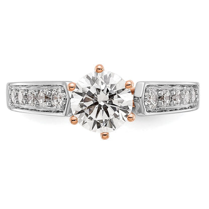 14K Weiß- und Roségold Verlobungsring mit Zirkonia