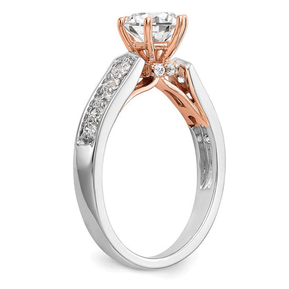 14K Weiß- und Roségold Verlobungsring mit Zirkonia