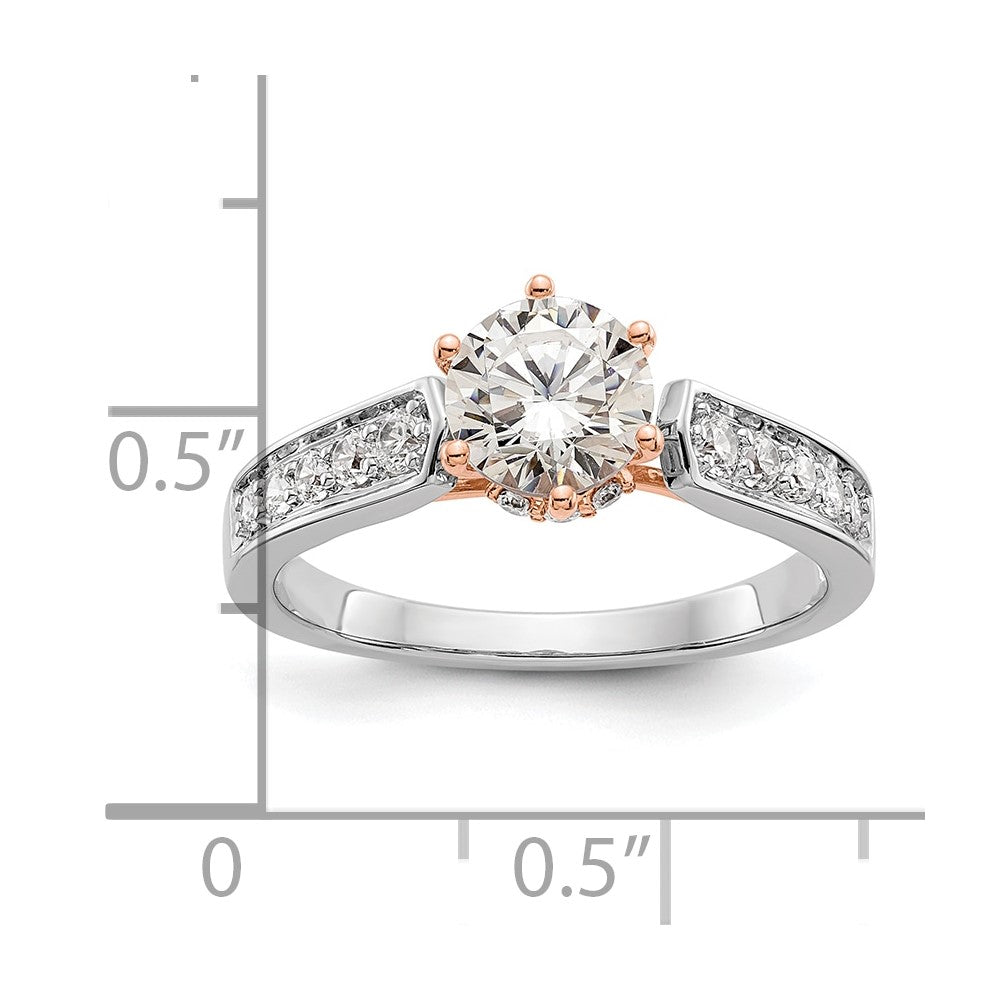 14K Weiß- und Roségold Verlobungsring mit Zirkonia