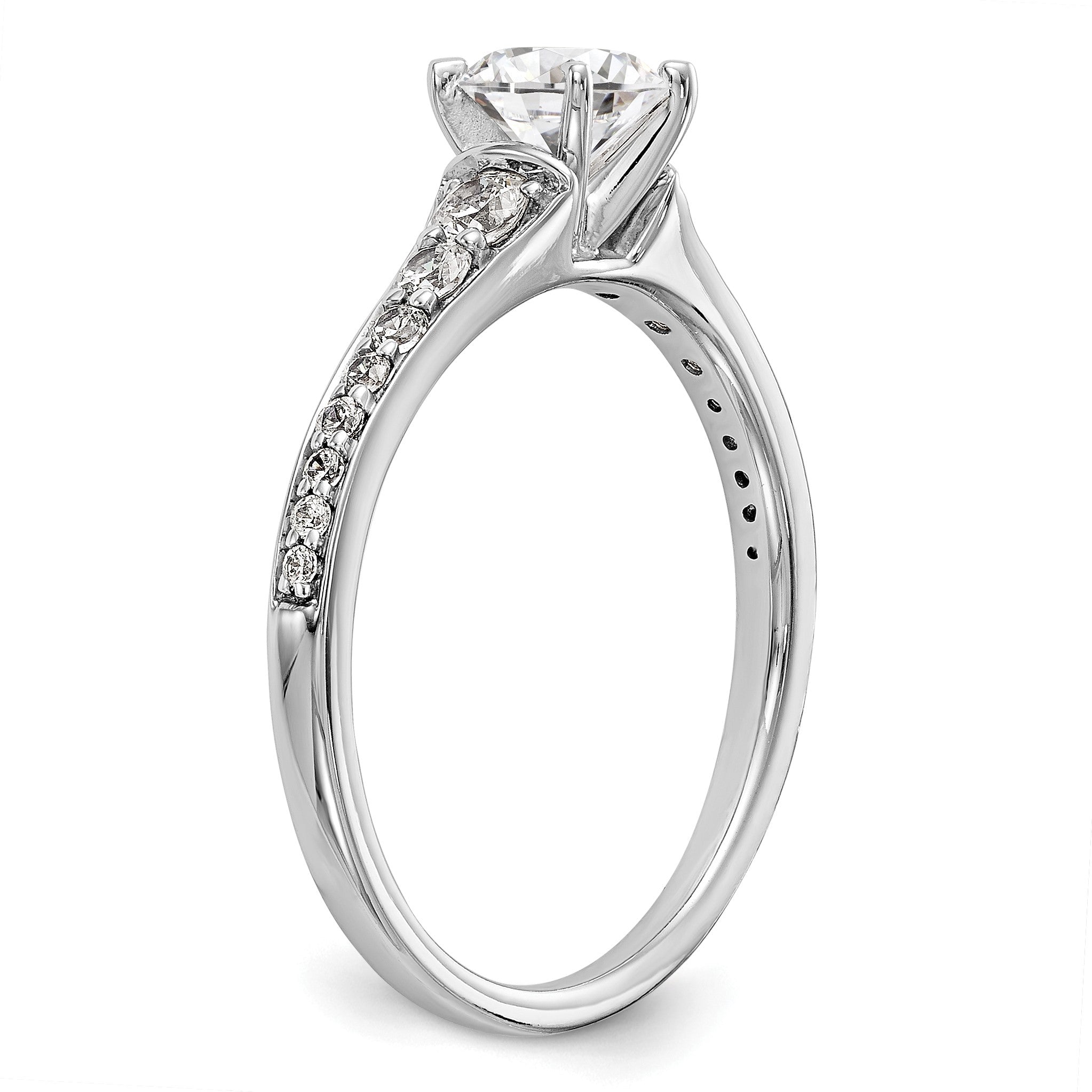 14K Weißgold Verlobungsring mit 0,33 ct. laborgezüchtetem Diamant VS/SI+ G+, Semi-Mount, Krappenfassung