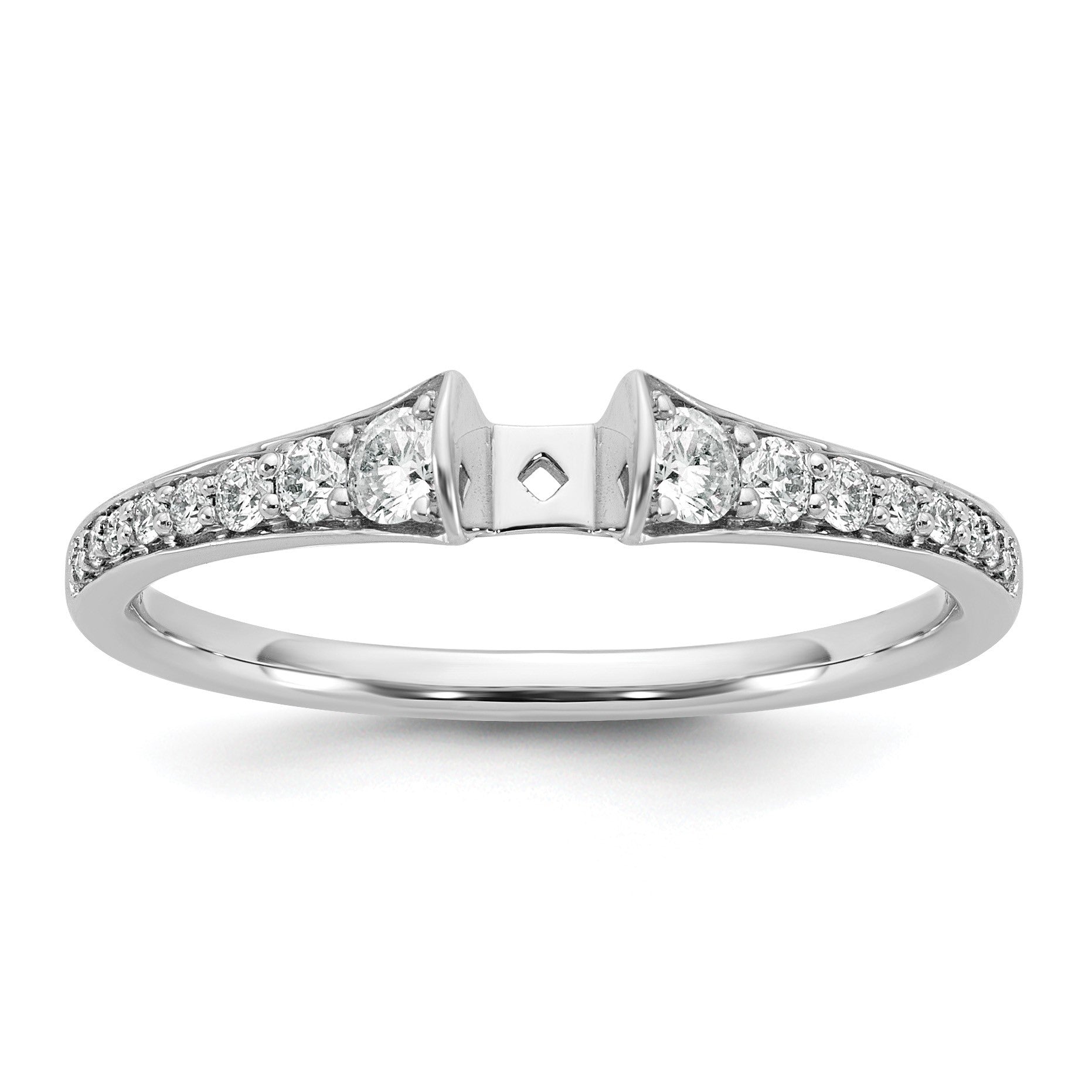 14K Weißgold Verlobungsring mit 0,33 ct. laborgezüchtetem Diamant VS/SI+ G+, Semi-Mount, Krappenfassung