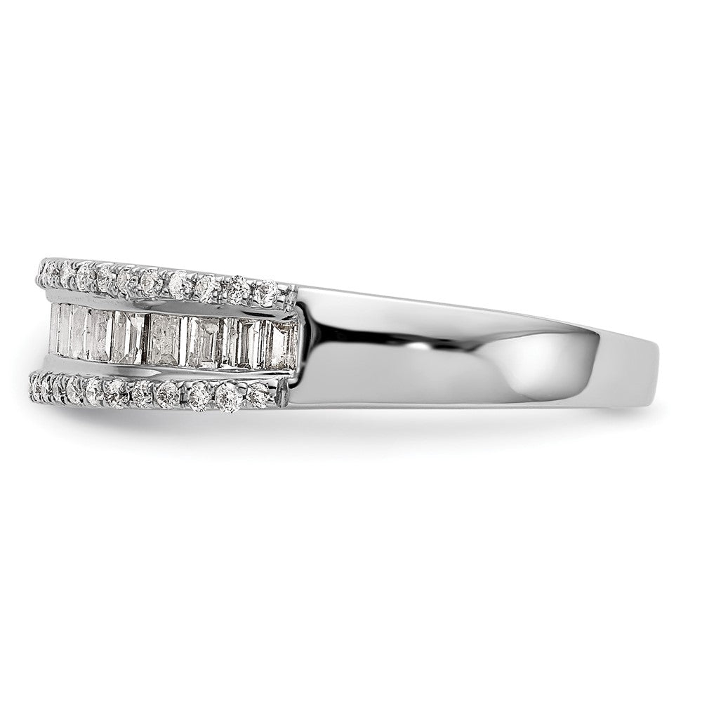 14K Weißgold 3/8 Karat Rund/baguette Diamant Komplett Ehering