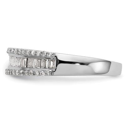 14K Weißgold 3/8 Karat Rund/baguette Diamant Komplett Ehering