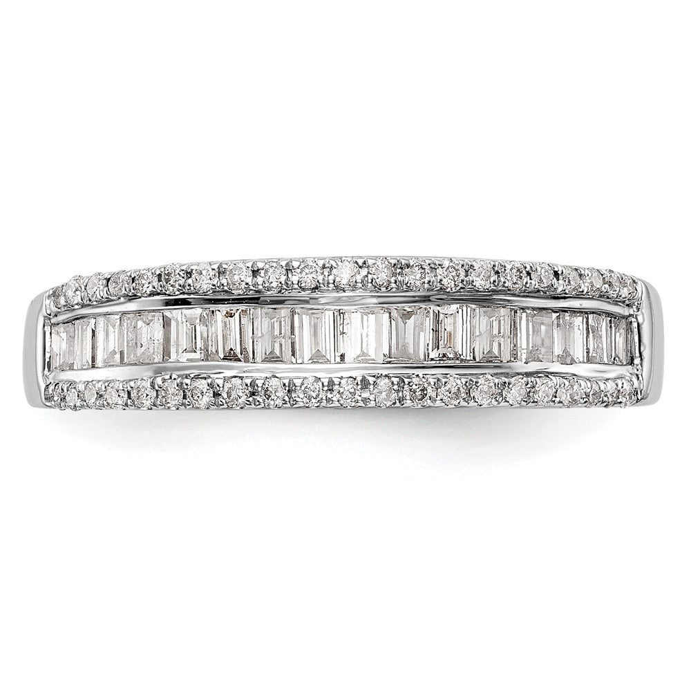 14K Weißgold 3/8 Karat Rund/baguette Diamant Komplett Ehering