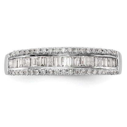 14K Weißgold 3/8 Karat Rund/baguette Diamant Komplett Ehering