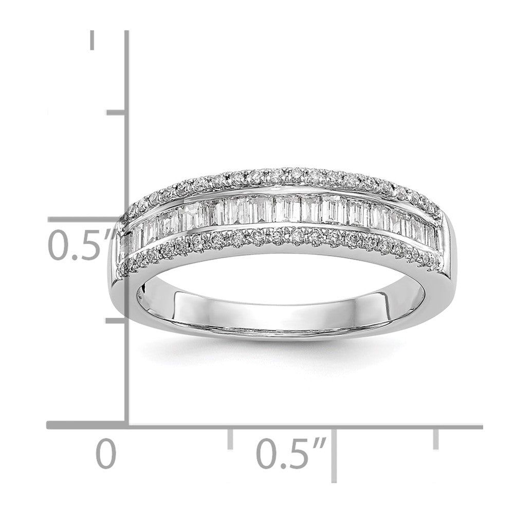14K Weißgold 3/8 Karat Rund/baguette Diamant Komplett Ehering