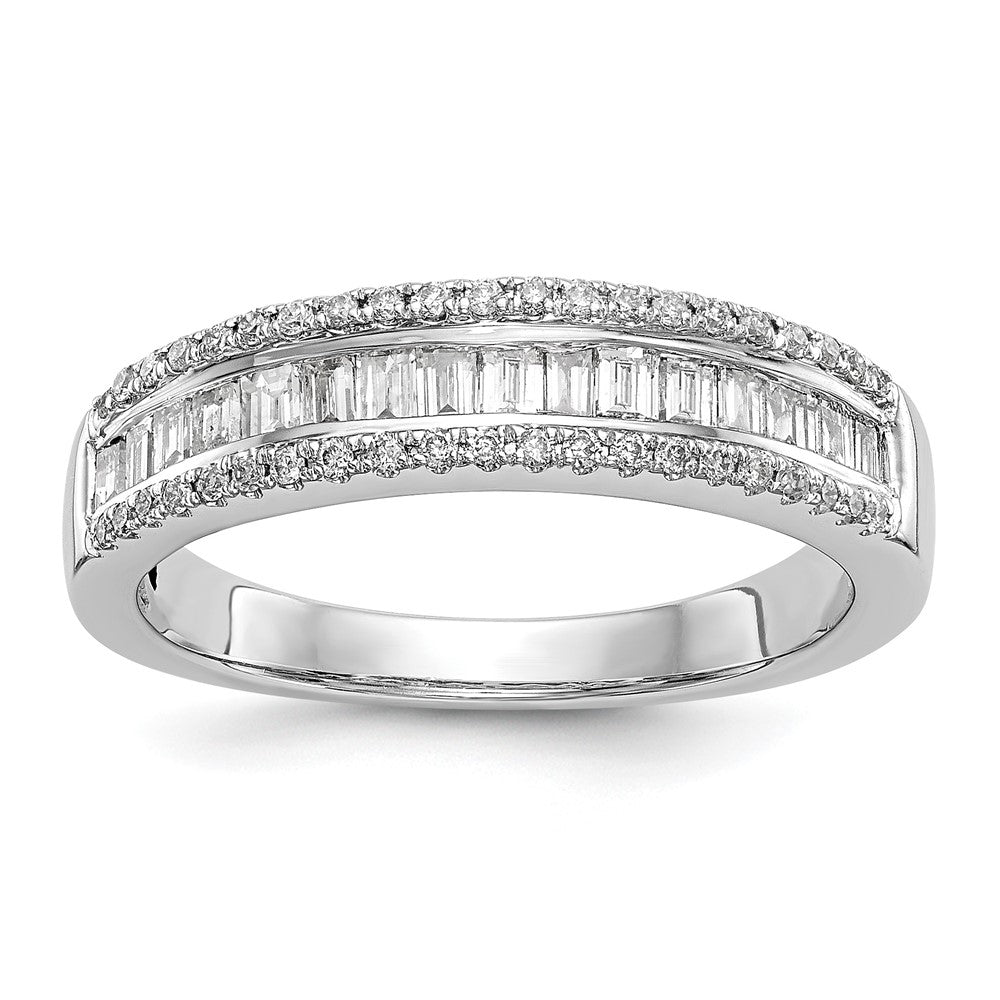 14K Weißgold 3/8 Karat Rund/baguette Diamant Komplett Ehering