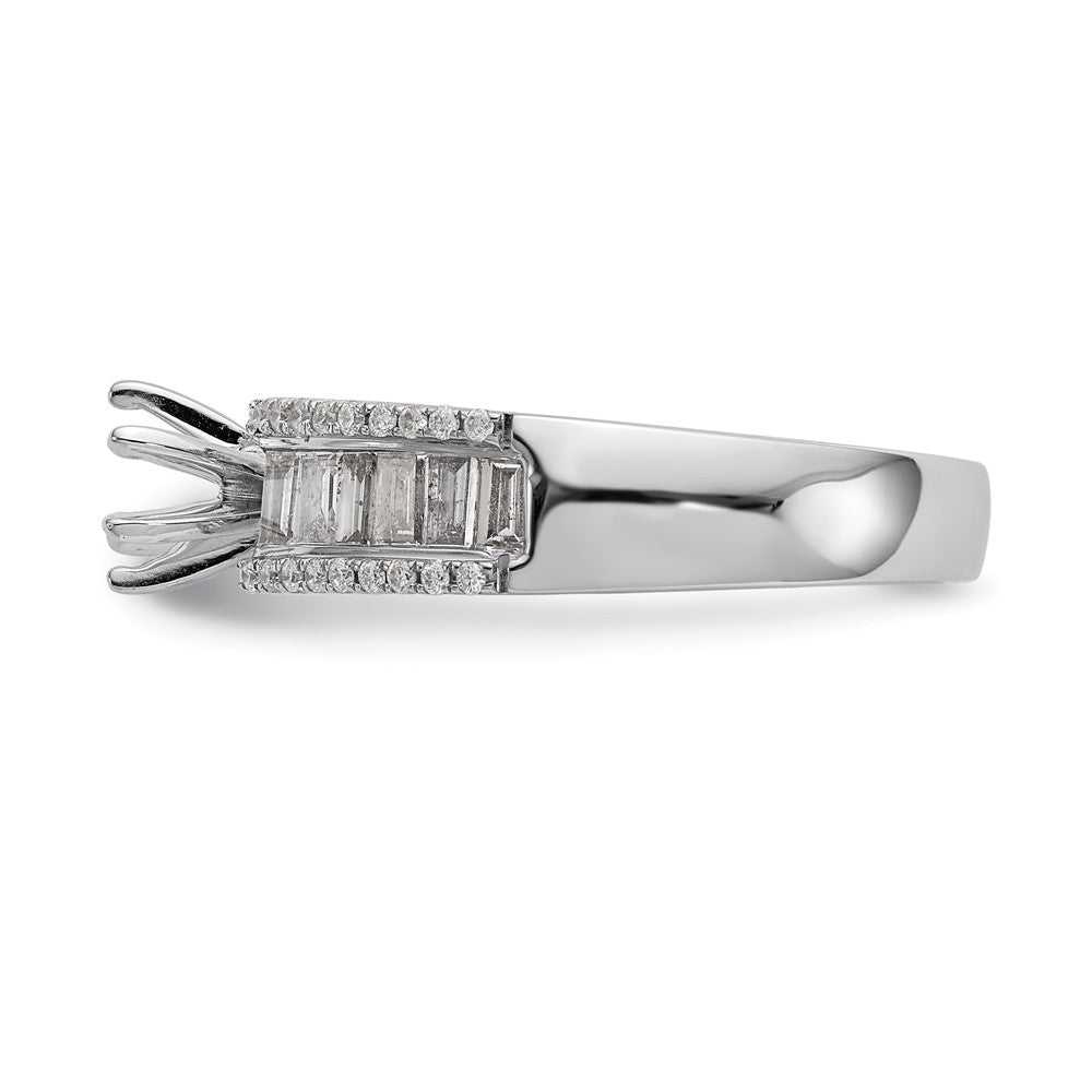 14K Weißgold Stift Set 3/4 Karat Rund/baguette Diamant Halbfassung Verlobungsring