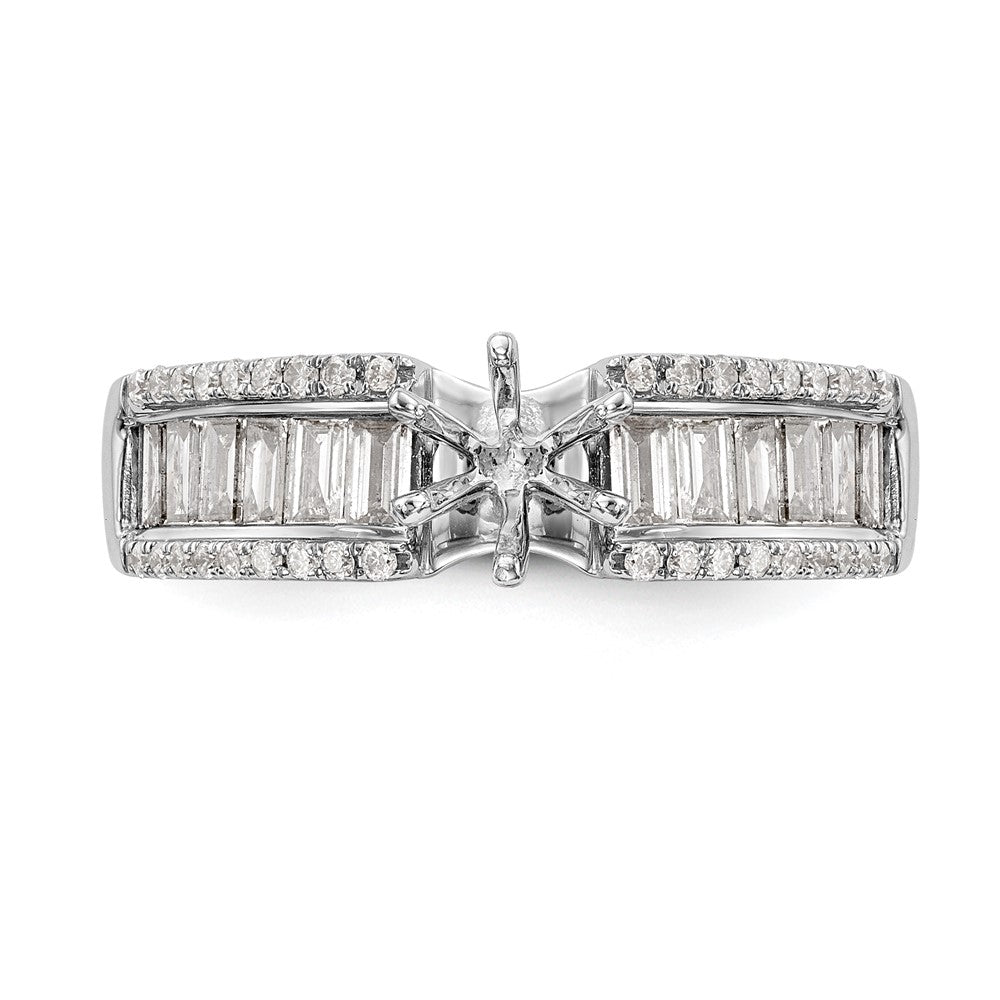 14K Weißgold Stift Set 3/4 Karat Rund/baguette Diamant Halbfassung Verlobungsring