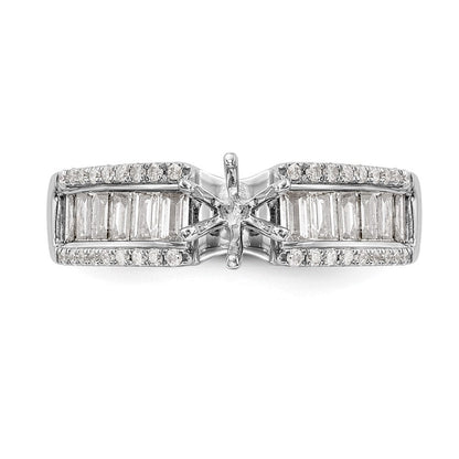 14K Weißgold Stift Set 3/4 Karat Rund/baguette Diamant Halbfassung Verlobungsring