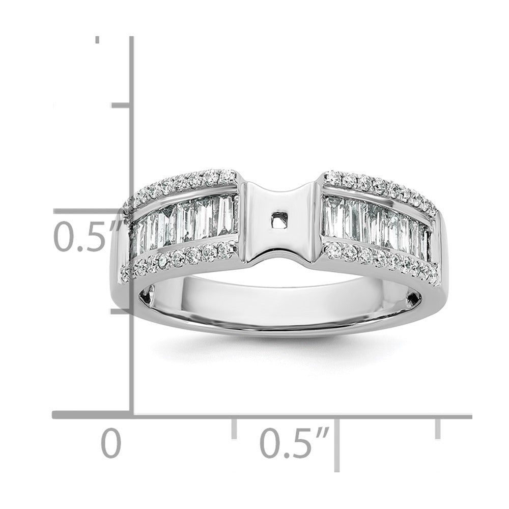 14K Weißgold Stift Set 3/4 Karat Rund/baguette Diamant Halbfassung Verlobungsring