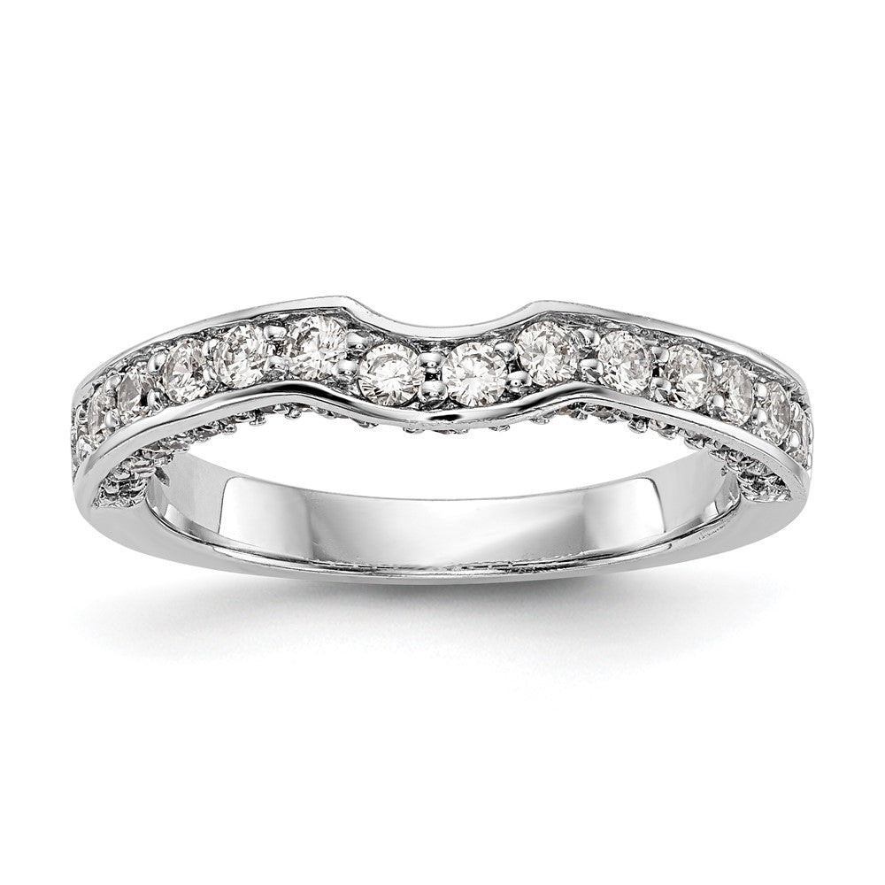 14K Weißgold Ehering mit echten Diamanten
